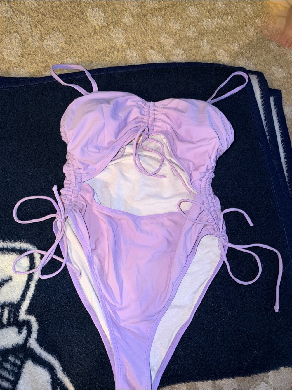 Lilac One-Piece Cut Out Swimsuit with Adjustable Side Ties